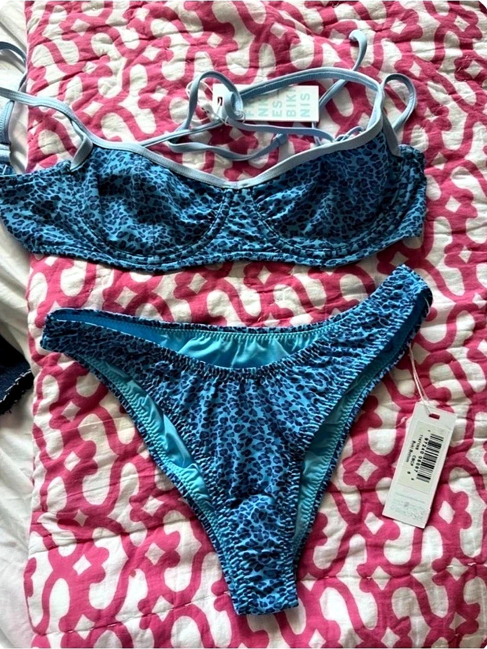 Frankies Bikinis leopard Bikini Set Blue Small